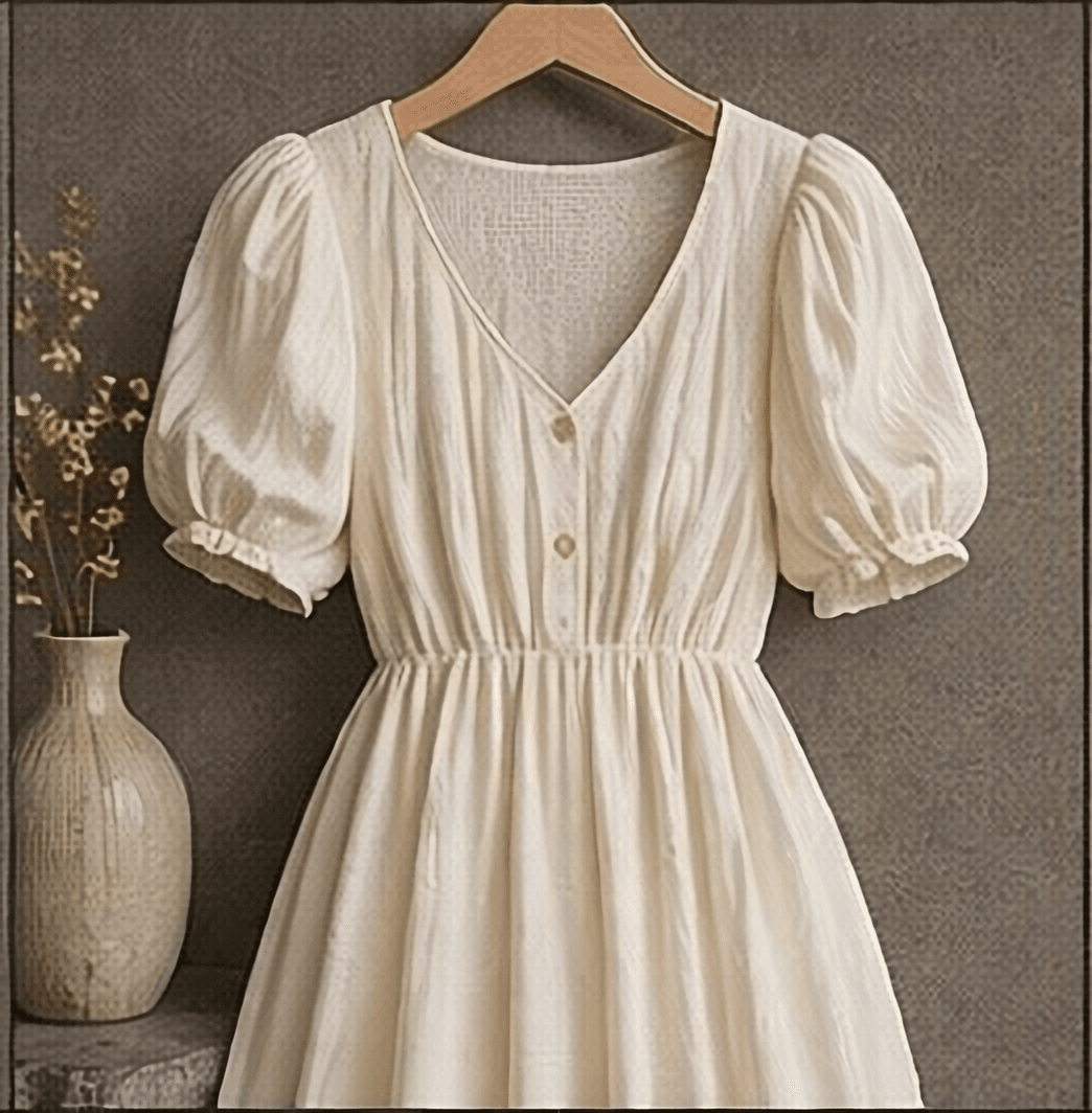 ウエストギャザーワンピース（ホワイト）