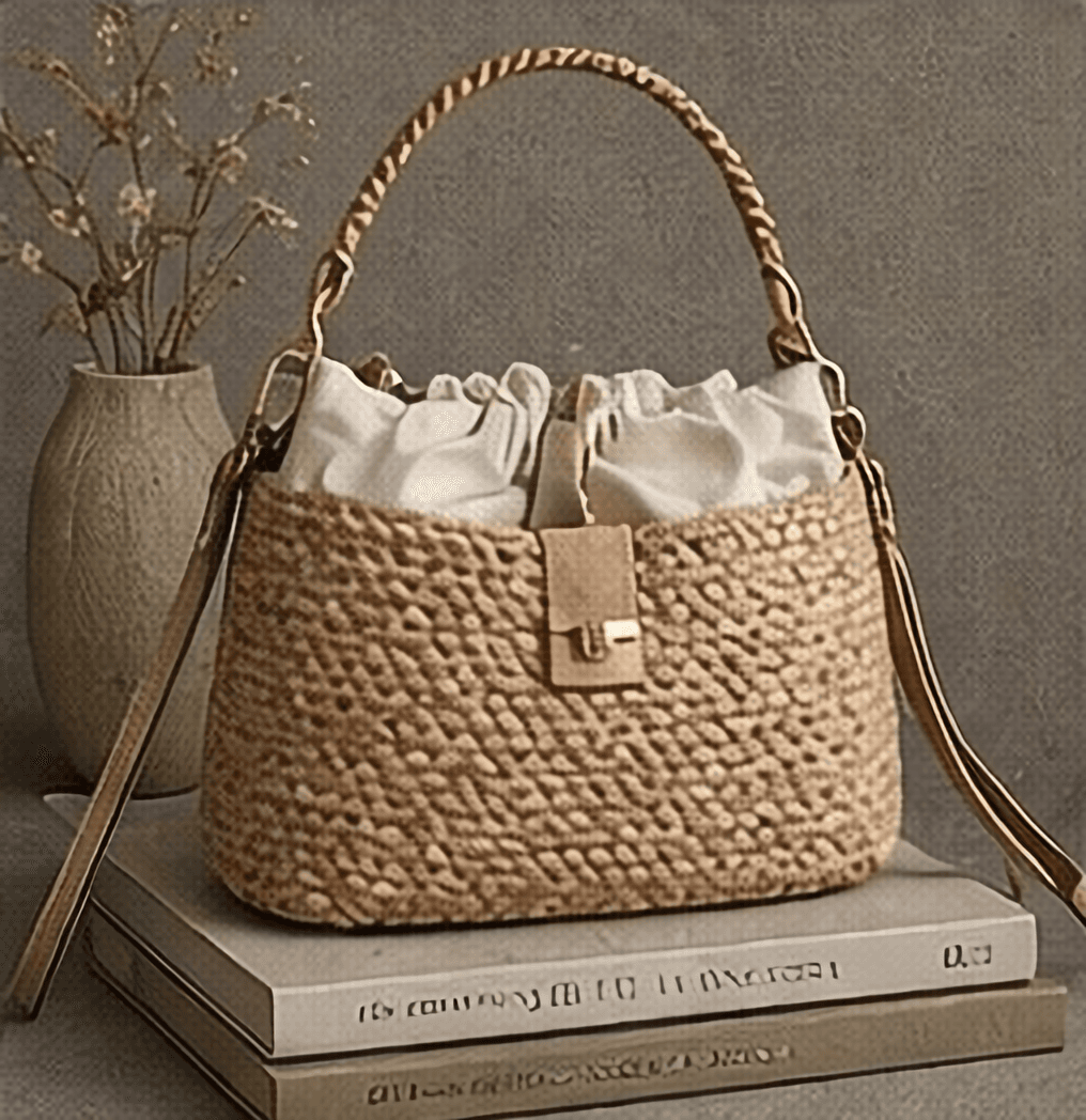 編み込みハンドバッグ（ベージュ）