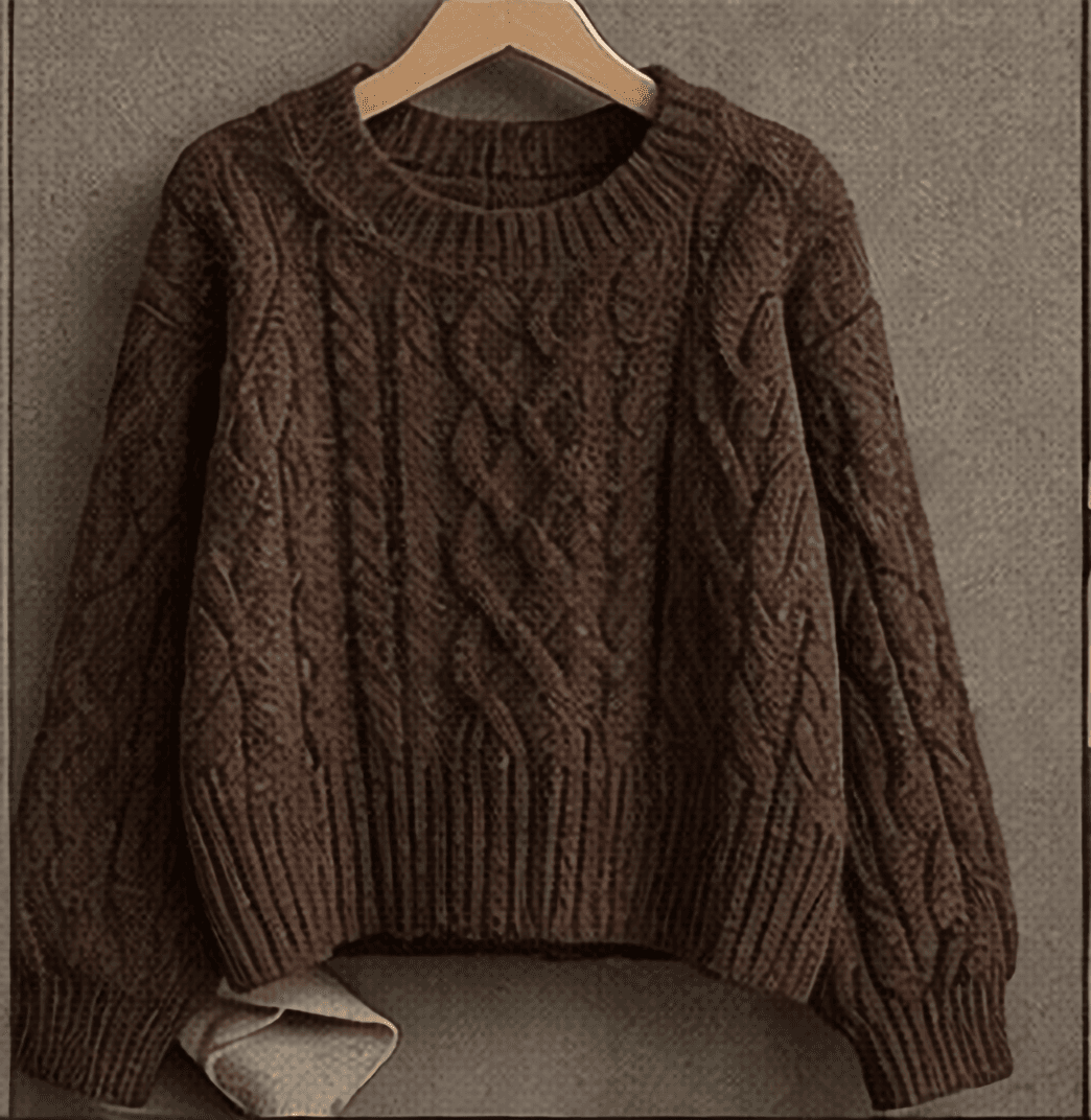 ケーブルニット（ダークブラウン）