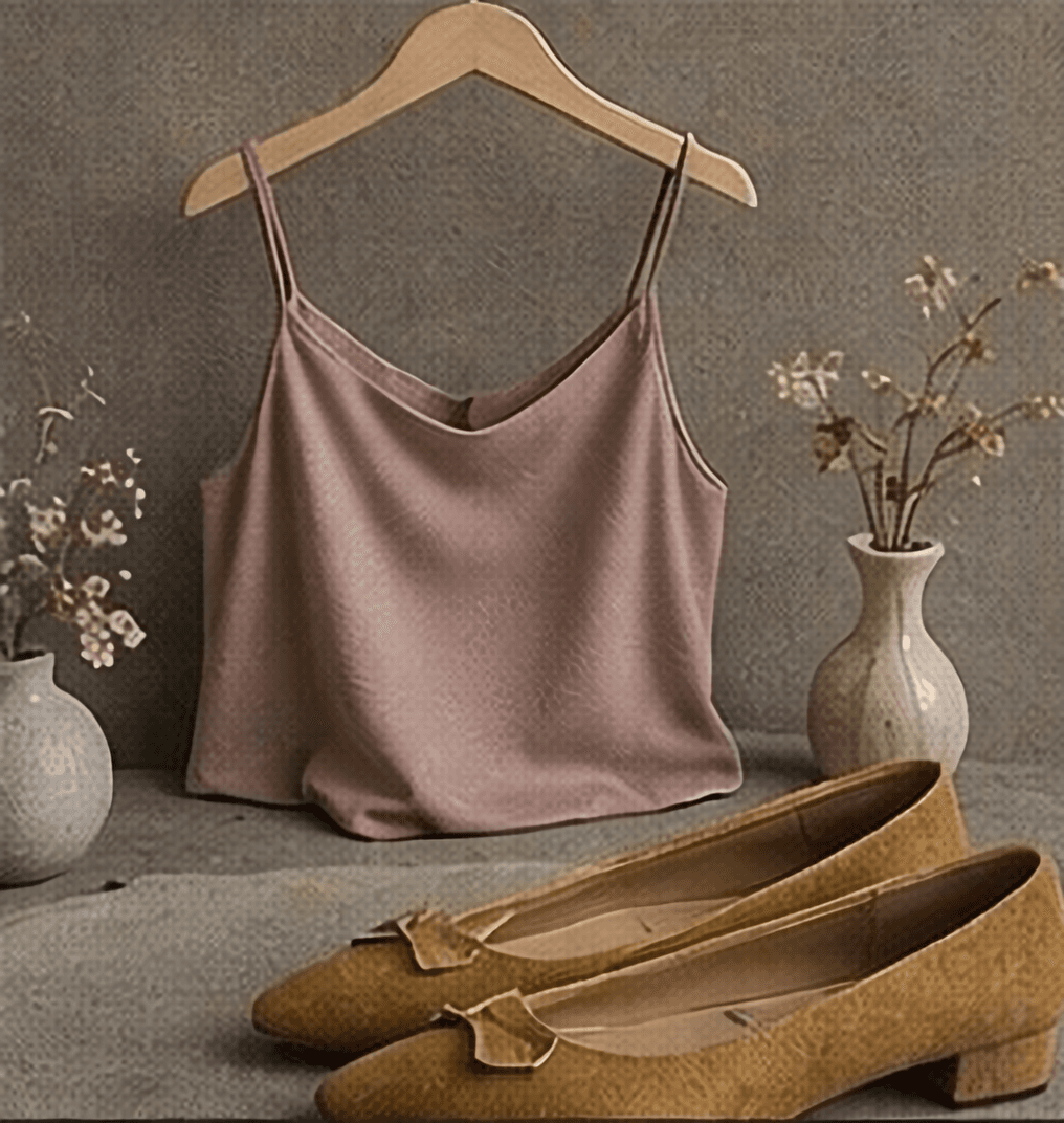 サテンキャミソール（ピンクベージュ）